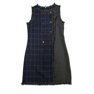 Julia Jordan Womens Tweed Plaid Sleeveless Shift Dress Size 6